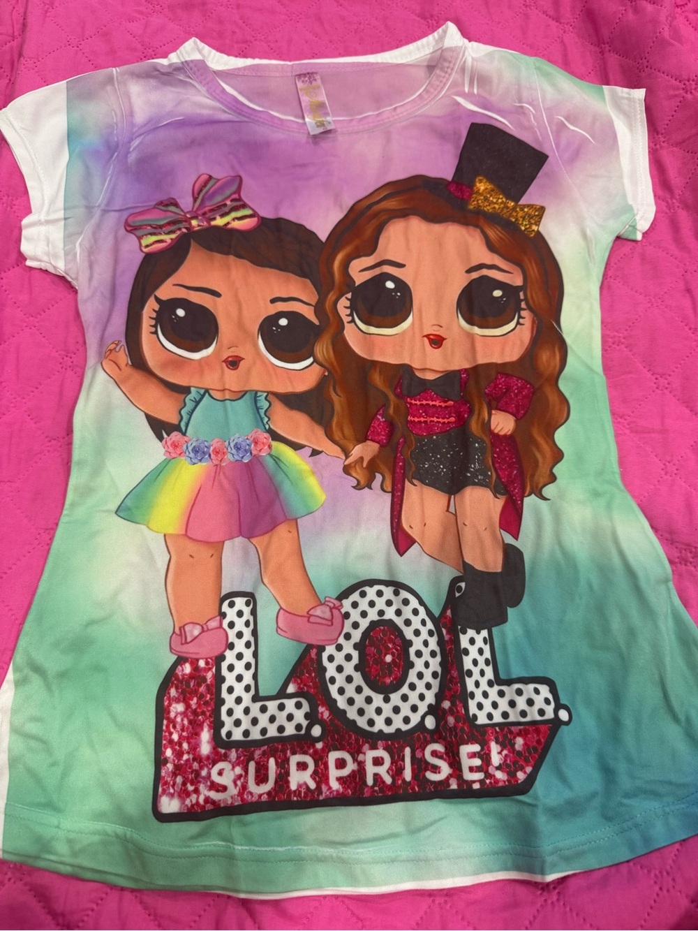 Girls Rainbow LOL Surprise Graphic Tee - Multicolor